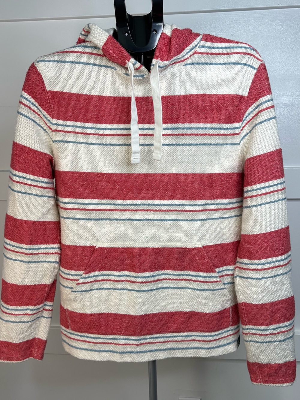 Lucky Brand Red, Cream and Blue Stripe Pullover Hoodie